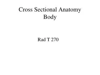 Cross Sectional Anatomy Body