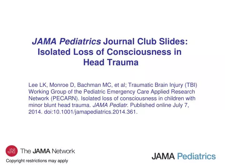 jama pediatrics journal club slides isolated loss of consciousness in head trauma