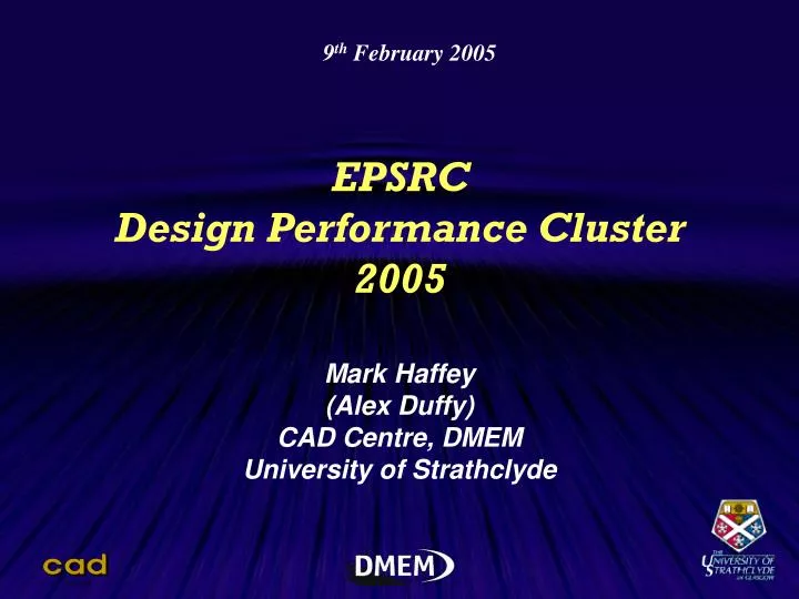 epsrc design performance cluster 2005