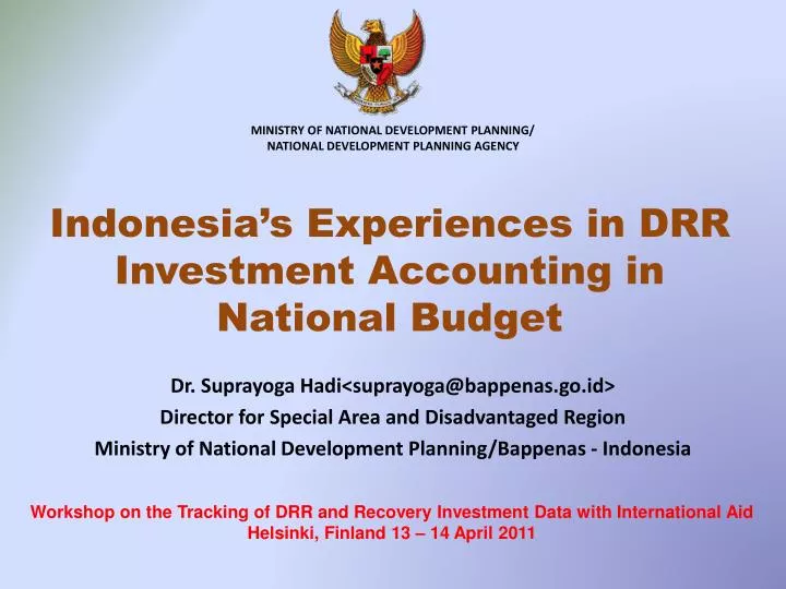 indonesia s experiences in drr investment accounting in national budget