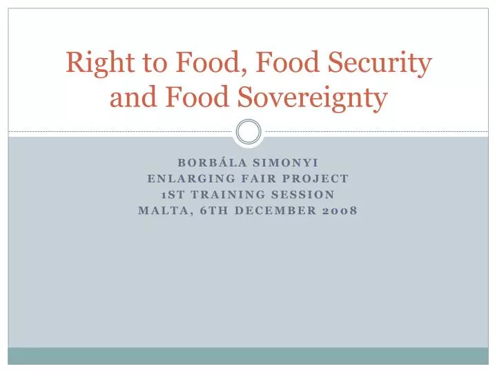 right to food food security and food sovereignty