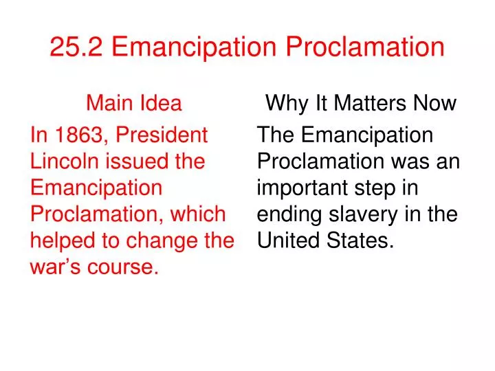 25 2 emancipation proclamation