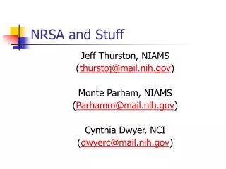 NRSA and Stuff