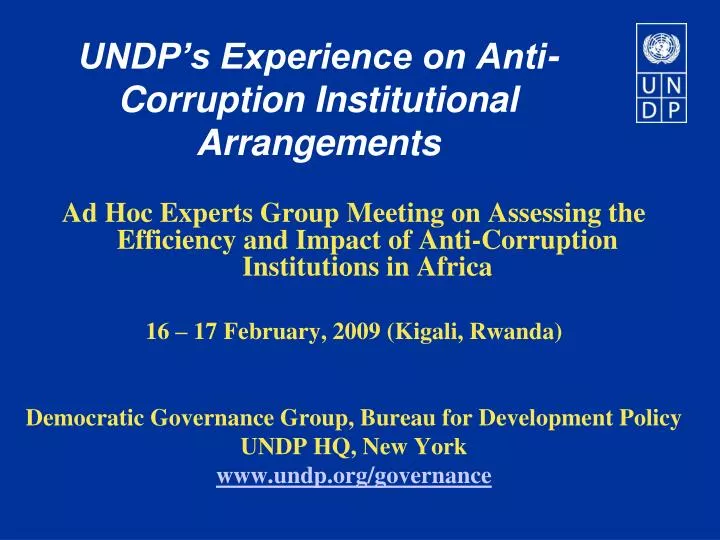 undp s experience on anti corruption institutional arrangements