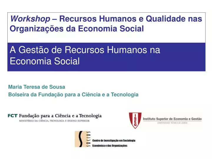 workshop recursos humanos e qualidade nas organiza es da economia social