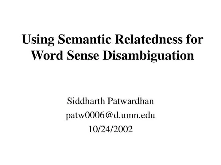 using semantic relatedness for word sense disambiguation