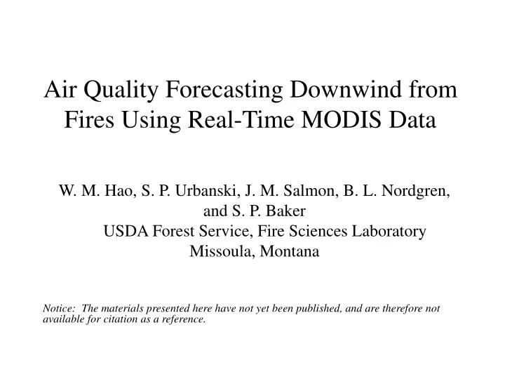 air quality forecasting downwind from fires using real time modis data