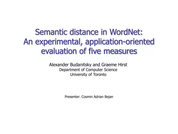 semantic distance in wordnet an experimental application oriented evaluation of five measures