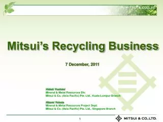 Mitsui’s Recycling Business
