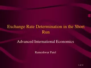 Exchange Rate Determination in the Short Run