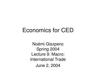 Economics for CED