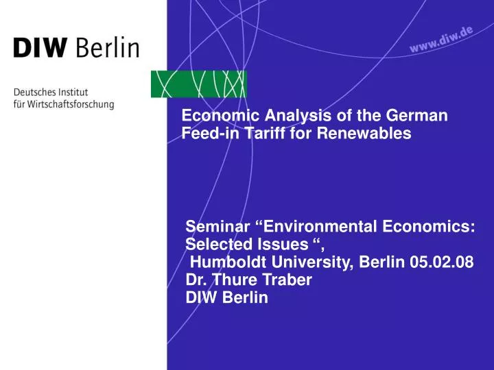economic analysis of the german feed in tariff for renewables