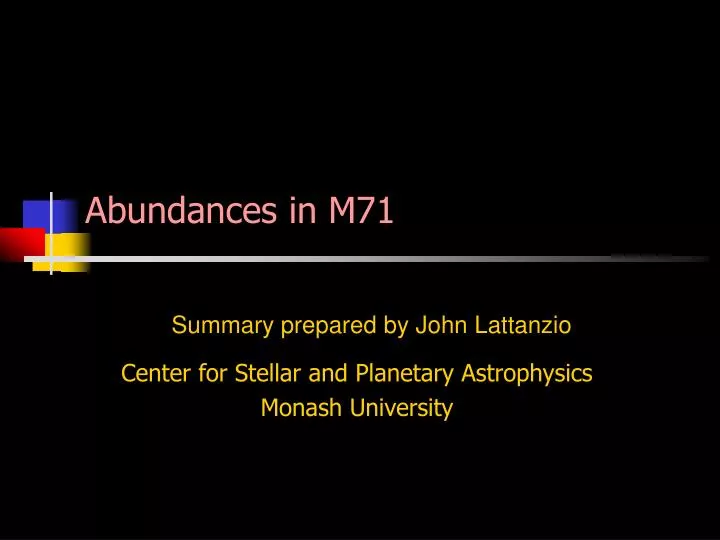 abundances in m71