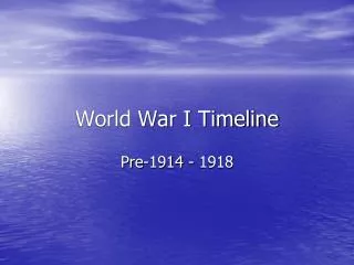 World War I Timeline