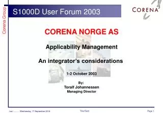 S1000D User Forum 2003