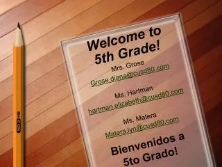 Welcome to 5th Grade!