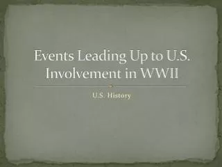 Events Leading Up to U.S. Involvement in WWII