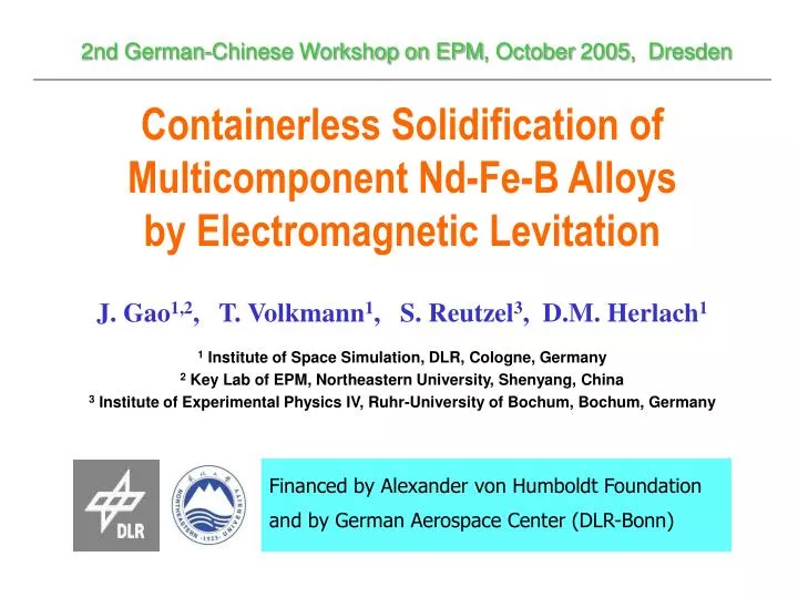 containerless solidification of multicomponent nd fe b alloys by electromagnetic levitation