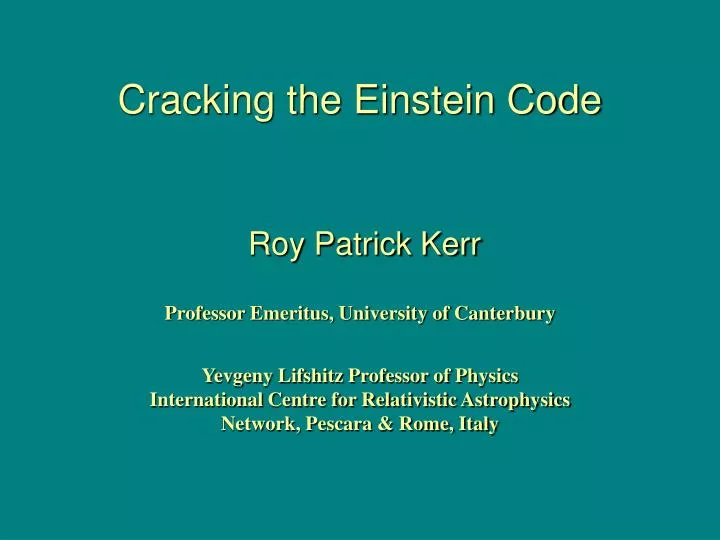 cracking the einstein code