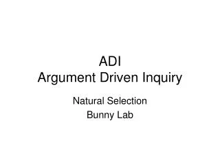 ADI Argument Driven Inquiry