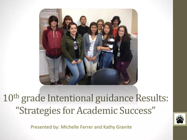 10 th grade intentional guidance results strategies for academic success