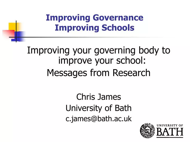 improving governance improving schools