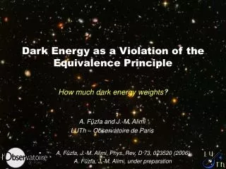 Dark Energy as a Violation of the Equivalence Principle