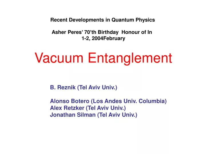 vacuum entanglement