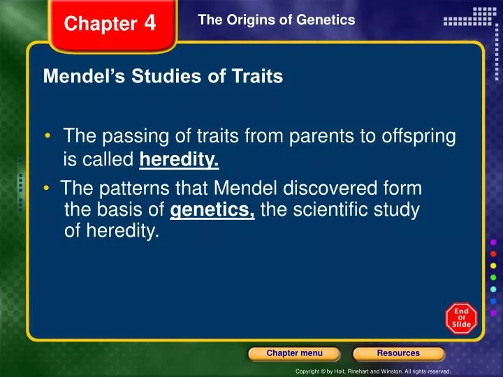 mendel s studies of traits