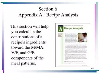 Section 6 Appendix A: Recipe Analysis