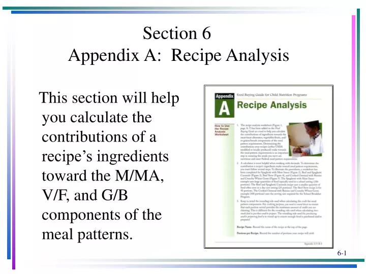 section 6 appendix a recipe analysis