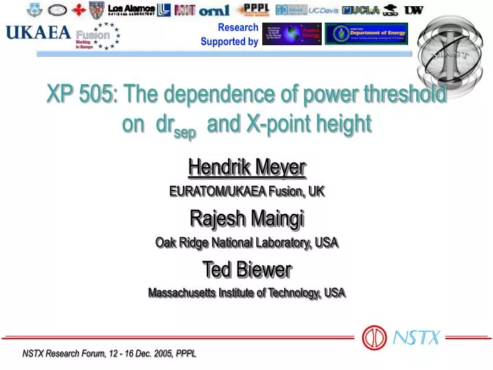 xp 505 the dependence of power threshold on dr sep and x point height