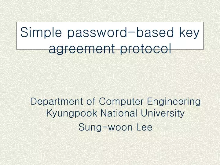 simple password based key agreement protocol
