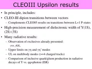 CLEOIII Upsilon results