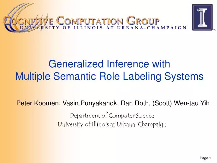 generalized inference with multiple semantic role labeling systems