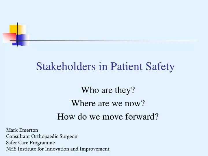 stakeholders in patient safety