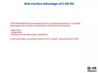 Web Interface Advantages of E-ON RIX