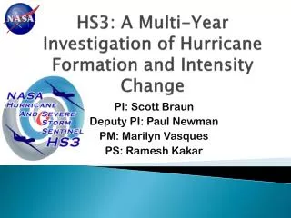 HS3: A Multi-Year Investigation of Hurricane Formation and Intensity Change