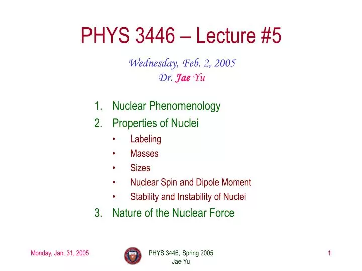 phys 3446 lecture 5