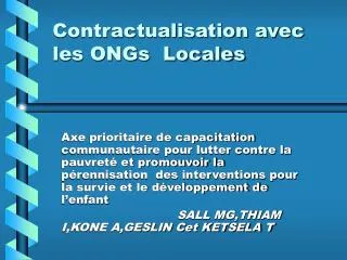 contractualisation avec les ongs locales