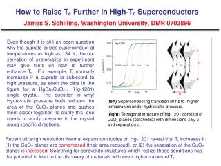 (left) Superconducting transition shifts to higher temperature under hydrostatic pressure.
