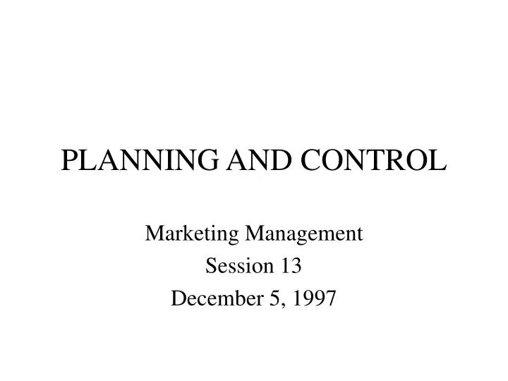 planning and control