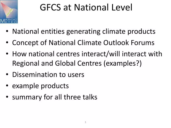gfcs at national level