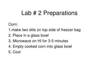Lab # 2 Preparations