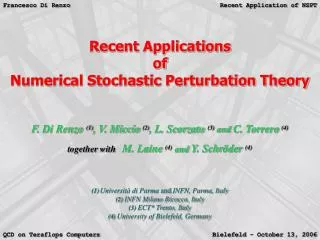 Recent Applications of Numerical Stochastic Perturbation Theory
