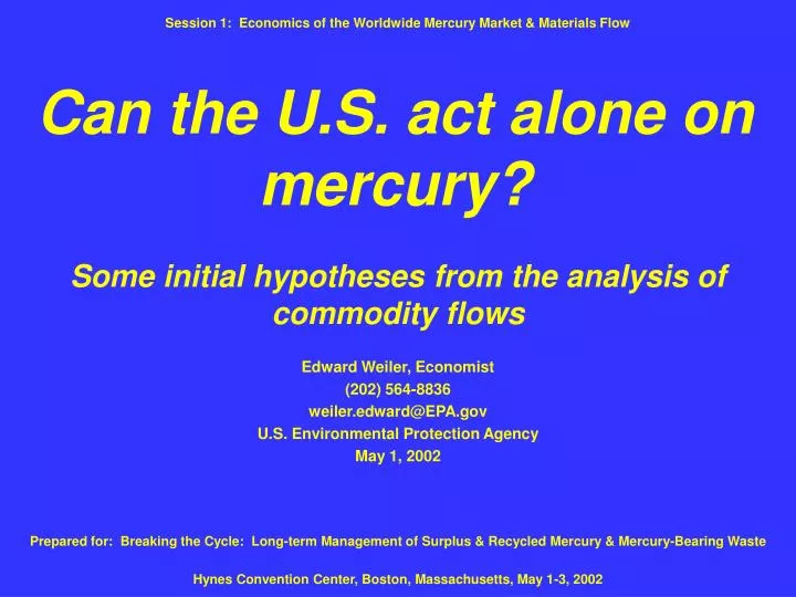 can the u s act alone on mercury