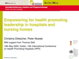 Empowering for health promoting leadership in hospitals and nursing homes