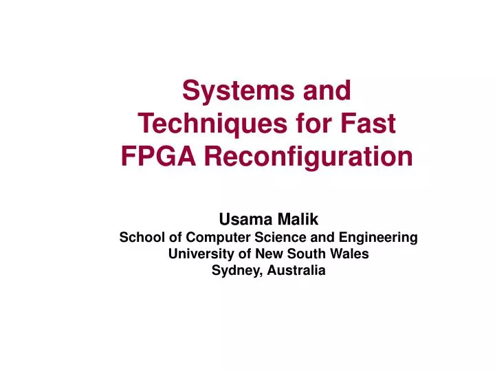 systems and techniques for fast fpga reconfiguration