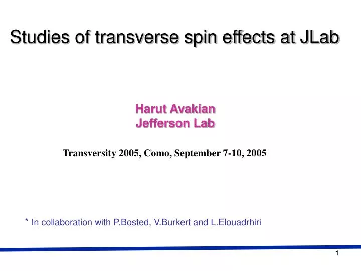 studies of transverse spin effects at jlab