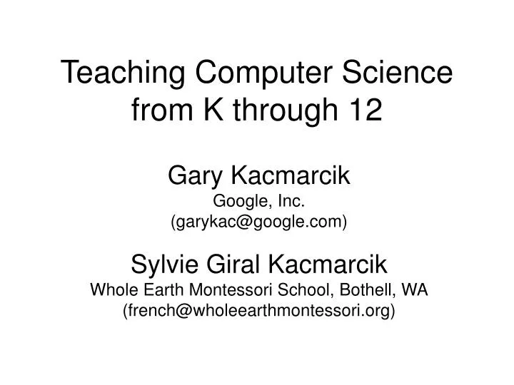 teaching computer science from k through 12